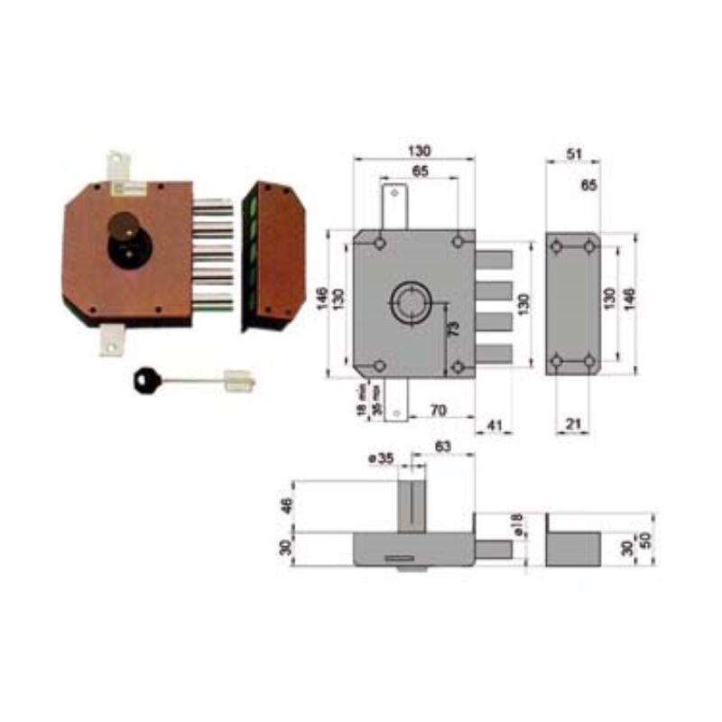 Image of Serratura triplice da applicare senza scrocco doppia mappa 20520 - mm.60 sx (20520vsdmx) 1 pezzi Mottura