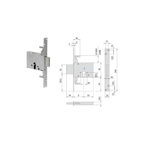SERRATURA TRIPLICE DA INFILARE A CILINDRO 56016- - mm.60 (56016600) - 1 pezzi CISA