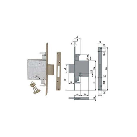 Serratura Triplice Da Infilare Doppia Mappa 57015 - mm.60 (57015600)