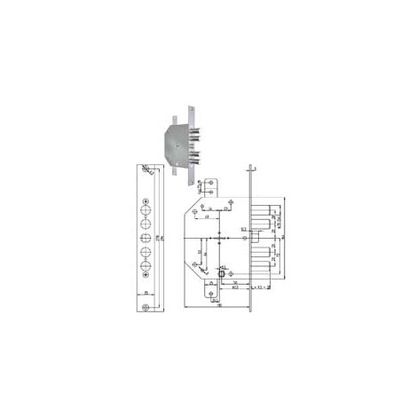 SERRATURA TRIPLICE INFILARE CON SCROCCO REV.DOPPIA MAPPA BLINDATE 2151 mm.60 chiave mm.92 (215101) CR