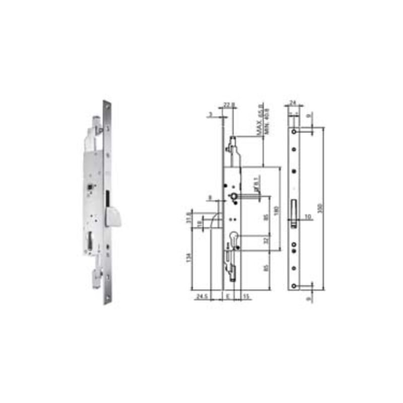 Image of Serratura triplice infilare per montanti e persiane s/scrocco n98800 - mm.25 (n9880025000) 1 pezzi Corni