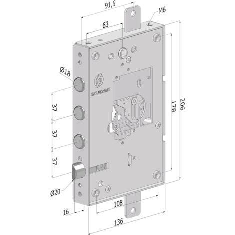 Serratura triplice per porte blindate 28 mm