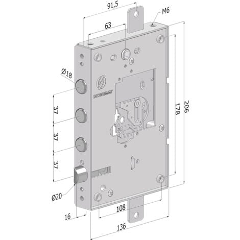 Serratura triplice per porte blindate 37 mm