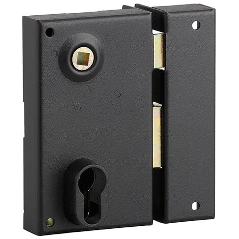 Serratura verticale da applicare doppio cilindro con quadro maniglia , destra, asse 45mm, 73x125mm, nero - THIRARD