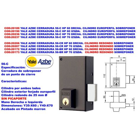 Cilindro Serratura Yale YL5 Europrofilo 45 Mm - Ottone, 5 Punti Di Chiusura