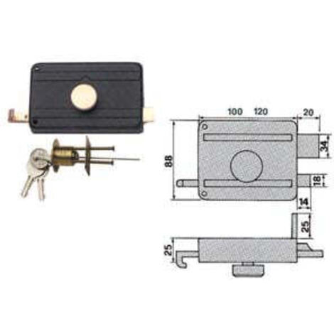 Serrature Da Portoncino Con Pomolo Interno Catenaccio E Scrocco 270Cs - mm.60 (270/CS)