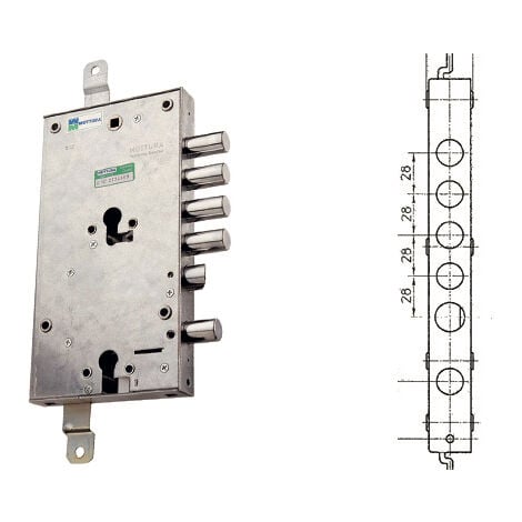 SERRATURA MOTTURA CHIUSURA TRIPLICE DOPPIO CILINDRO PORTONE BLINDATO -85.595/28SX