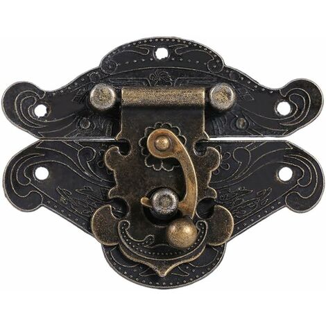 Serrature vintage antico goffratura Hasp chiusura a scatto chiusura con viti per armadietto decorativo contenitore di gioielli scatola regalo valigia o armadio colore bronzo (L) 8,2 cm