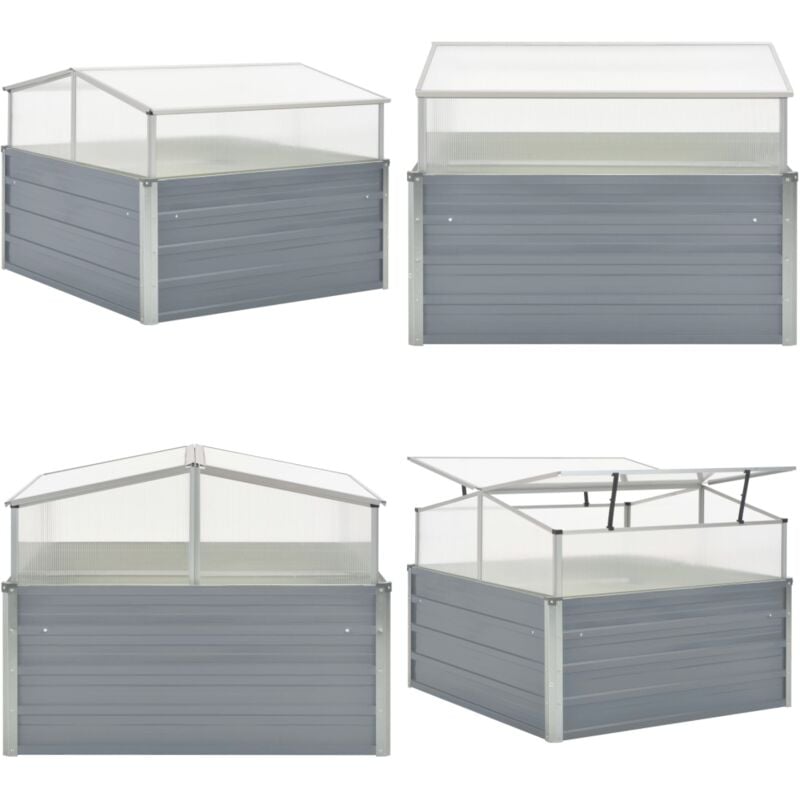 Serre 100 x 100 x 85 cm Grise Acier galvanisé - Serre Jardin - Abri Plante - Protection Végétale - Culture Hors Saison - Greenhouse Garden - Home &
