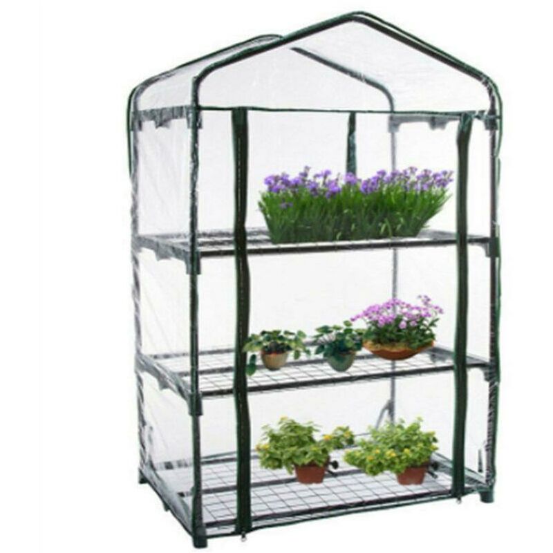 Moonstars - serre 3 couches plantes maison jardin étagère légumes couverture transparente pvc couverture 6949126cm