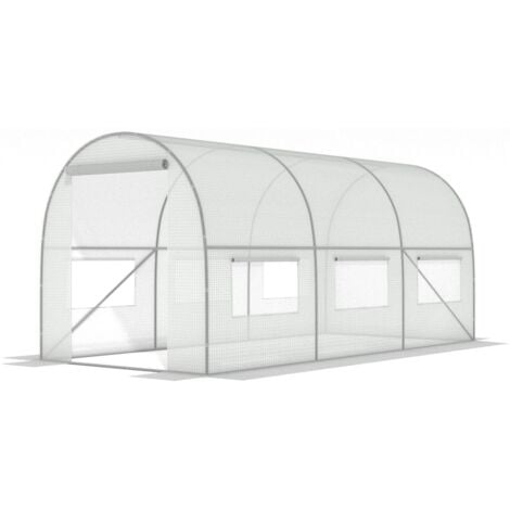 Serre 4,5x2x2 mètres blanche - avec 6 fenêtres moustiquaires - 9m2
