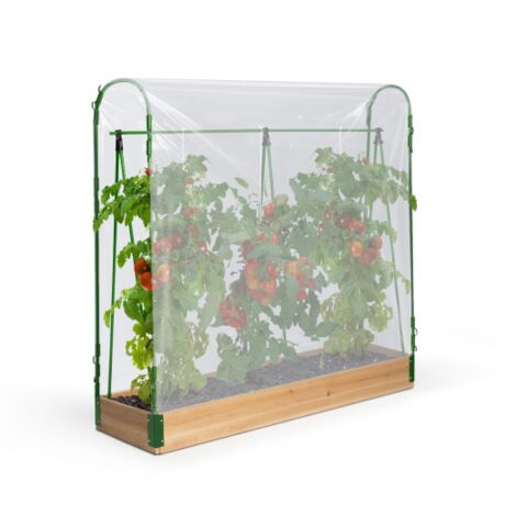 Serre à tomates spéciale croissance kit complet bâche + support - Bois clair