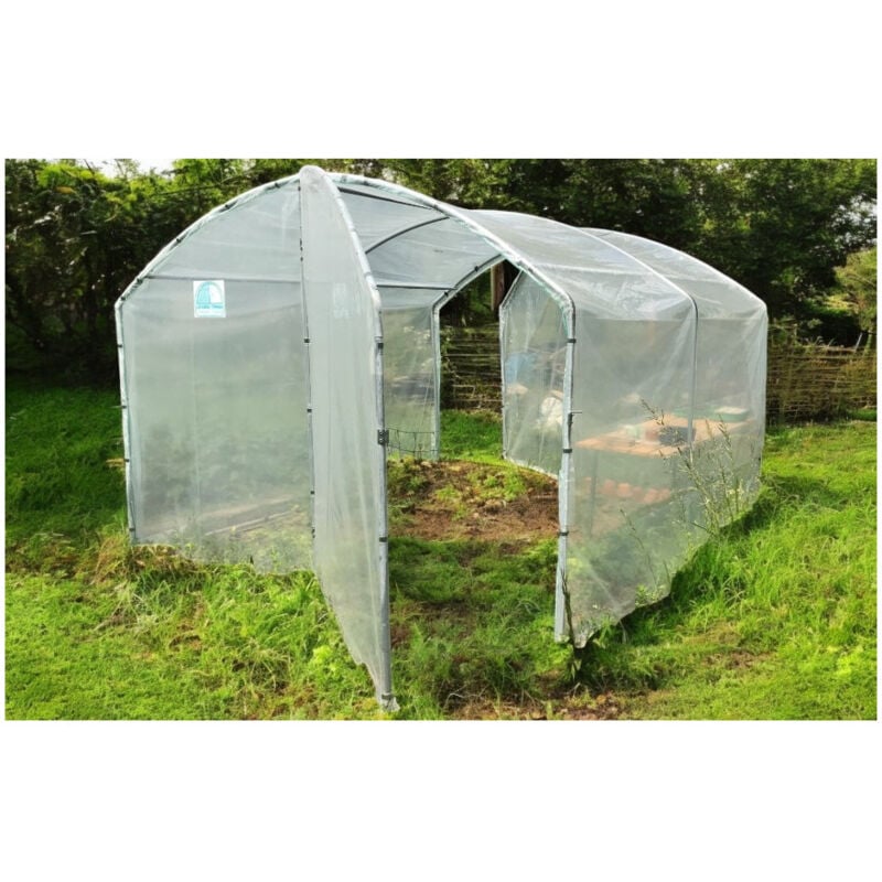 Les Serres Tonneau - Serre tunnel de jardin 9m² dim. 3L x 3l x 2,17H m 2 portes pivotantes pieds droits bâche pe 200µ haute densité transparente