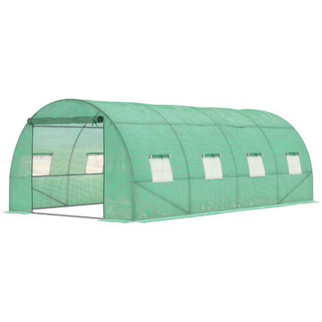 Serre Aluminium à Pied, Tunnel Poly, Plastique, Acier, Vert