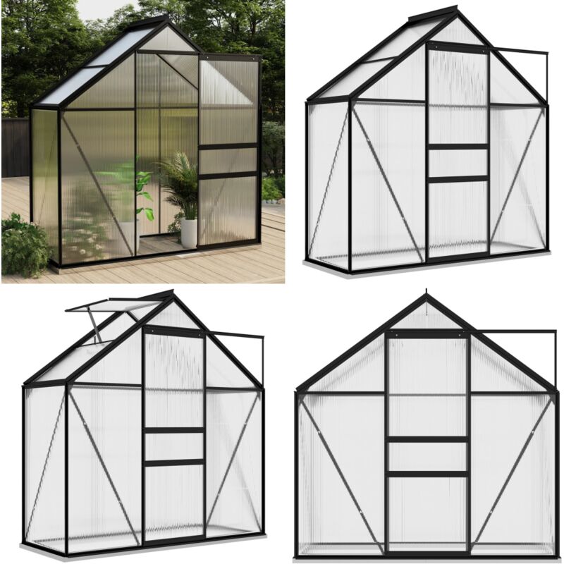 Serre Anthracite Aluminium 1,33 m² - Serre De Jardin - Abri De Jardin - Greenhouse - Serrez Jardin - Protection Plante - Home & Living