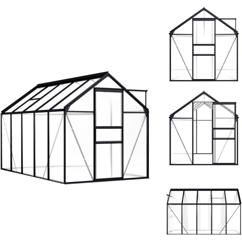 Serre Anthracite Aluminium 5,89 m² - Serre Jardin - Abri Jardin - Greenhouse - Serrez - Structure Jardin