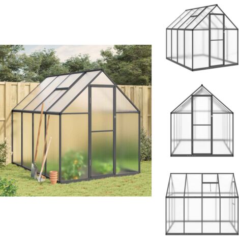 Serre avec cadre de base anthracite 224x169x195 cm aluminium - Serre De Jardin - Serre Portable - Serre En Polycarbonate - Abri Jardin - Protection Plantes