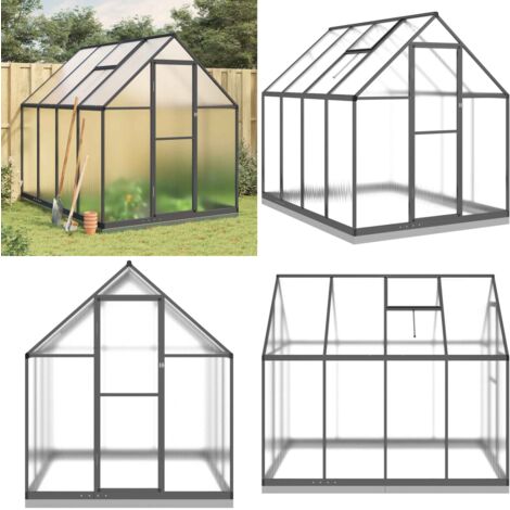 Serre avec cadre de base anthracite 224x169x202 cm aluminium - Serre De Jardin - Serre Aluminium - Abri Jardin - Protection Plante - Greenhouse - Home & Living