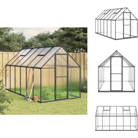 Serre avec cadre de base anthracite 334x169x195 cm aluminium - Serre De Jardin - Serre Aluminium - Serre Portable - Serre Polycarbonat - Abri Jardin