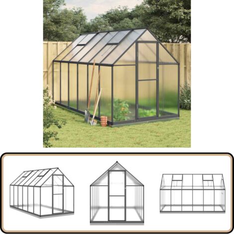 Serre avec cadre de base anthracite 334x169x202 cm aluminium - Serre De Jardin - Serre Aluminium - Abri Jardin - Protection Plante - Greenhouse