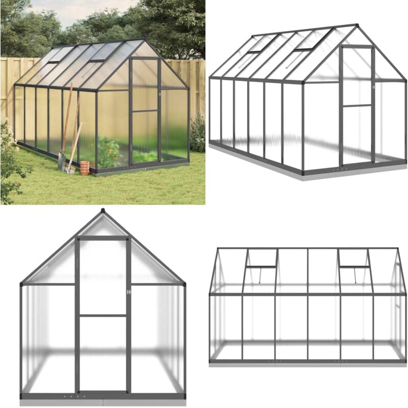 Serre avec cadre de base anthracite 334x169x202 cm aluminium - Serre De Jardin - Serre Aluminium - Abri Jardin - Protection Plante - Greenhouse