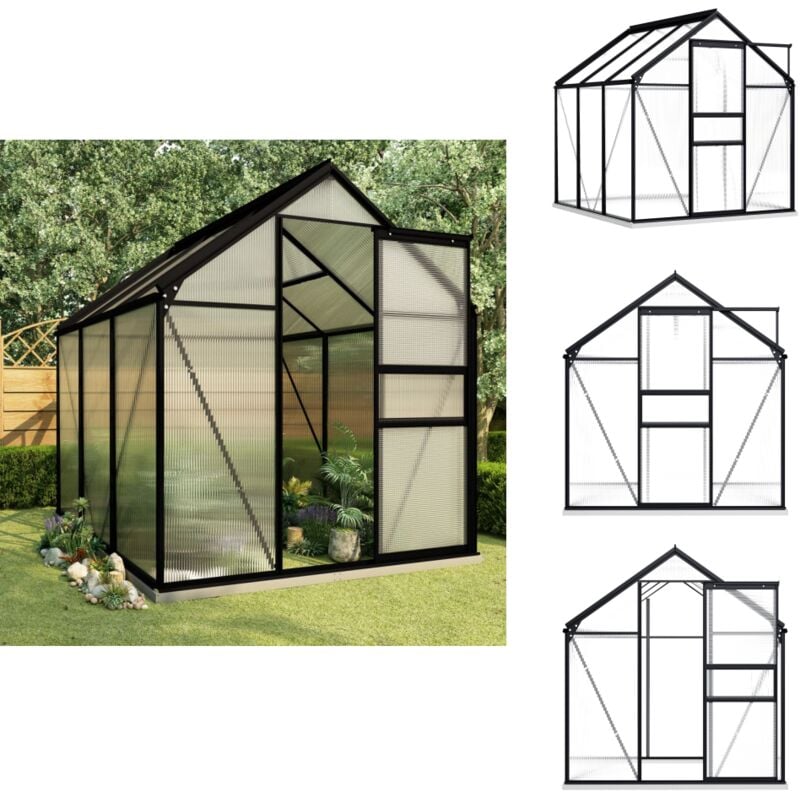 Serre avec cadre de base Anthracite Aluminium 3,61 m² - Serre De Jardin - Abri De Jardin - Greenhouse - Serrez - Protection Plante