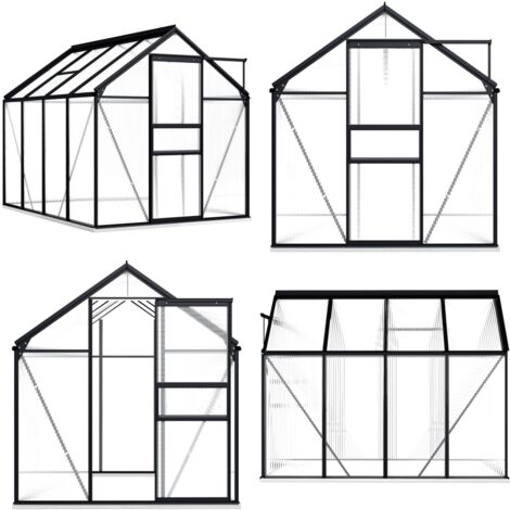 Serre avec cadre de base Anthracite Aluminium 4,75 m² - Serre De Jardin - Abri Jardin - Greenhouse - Serrez - Protection Plante - Home & Living