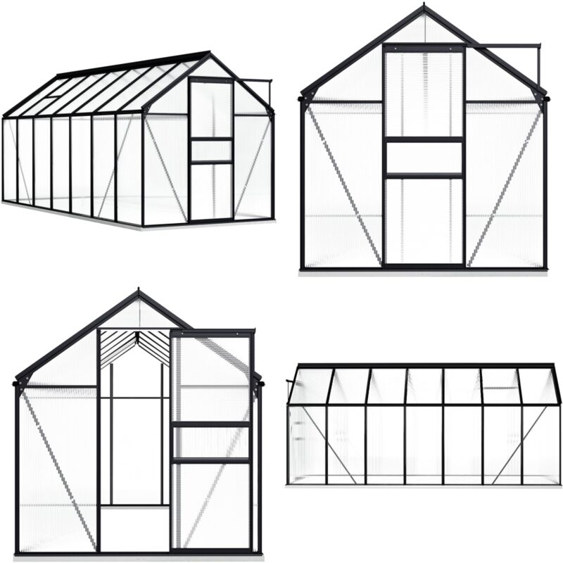 Vidaxl - Serre avec cadre de base Anthracite Aluminium 8,17 m² - Serre De Jardin - Abri De Jardin - Greenhouse - Serrez - Structure Métallique - Home