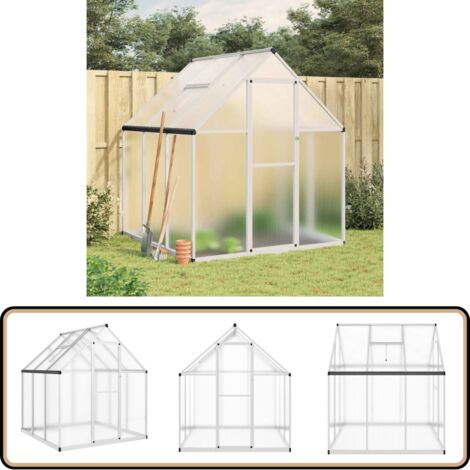 Serre avec cadre de base argent 169x169x195 cm aluminium - Serre Jardin - Serre Aluminium - Serre Portable - Abri Jardin - Protection Plante