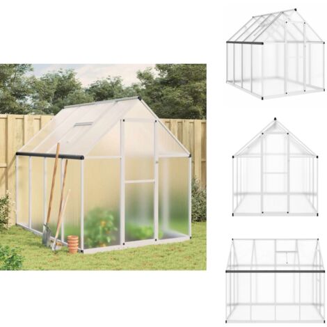 Serre avec cadre de base argenté 224x169x195 cm aluminium - Serre De Jardin - Serre Portable - Serre En Polycarbonate - Abri Jardin - Protection Plante