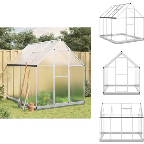 Serre avec cadre de base argenté 224x169x202 cm aluminium - Serre De Jardin - Serre Aluminium - Abri Jardin - Protection Plante - Greenhouse