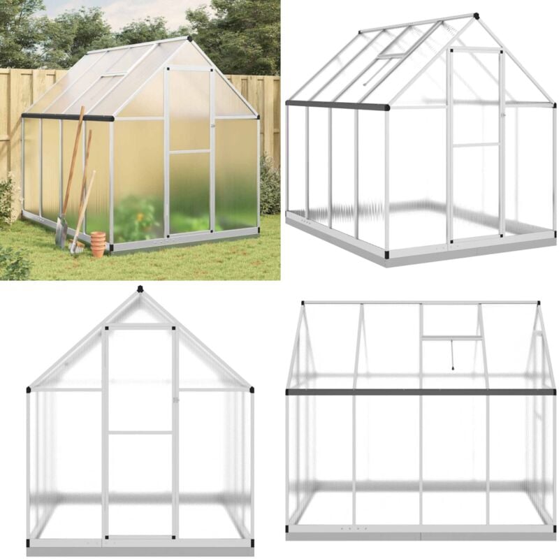 Serre avec cadre de base argenté 224x169x202 cm aluminium - Serre De Jardin - Serre Aluminium - Abri Jardin - Protection Plante - Greenhouse - Home &