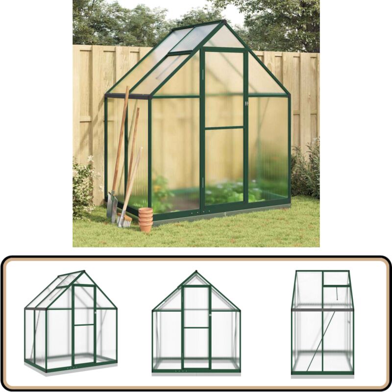 Serre avec cadre de base vert 169x114x202 cm aluminium - Serre De Jardin - Serre Aluminium - Abri Jardin - Protection Plante - Greenhouse