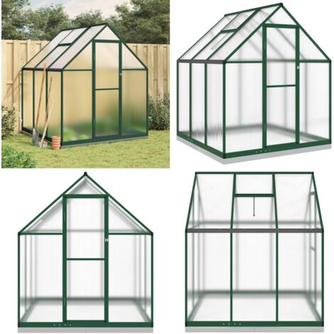 Serre avec cadre de base vert 169x169x202 cm aluminium - Serre De Jardin - Serre Aluminium - Serre Verte - Abri Jardin - Protection Plantes - Home & Living