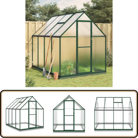 Serre avec cadre de base vert 224x169x202 cm aluminium - Serre De Jardin - Serre Aluminium - Serre Verte - Abri Jardin - Protection Plantes