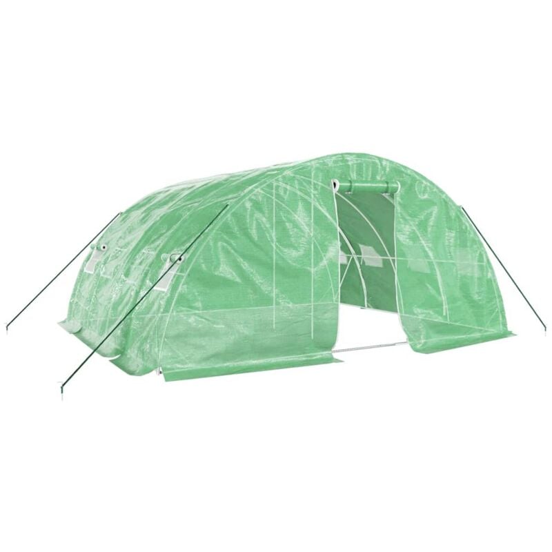 Serre avec cadre en acier vert 20 m² 5x4x2,3 m
