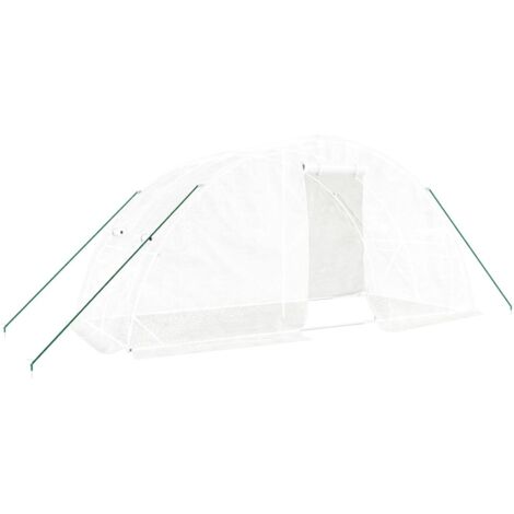 Serre avec cadre en acier blanc 10 m² 5x2x2,3 m CFW466091