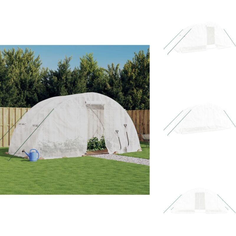 Serre avec cadre en acier blanc 10 m² 5x2x2,3 m - Serre De Jardin - Abri Jardin - Tunnel De Jardin - Serriculture - Potager