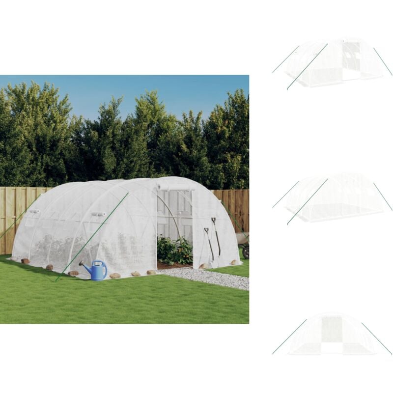 Vidaxl - Serre avec cadre en acier blanc 16 m² 4x4x2 m - Serre De Jardin - Abri Jardin - Tunnel De Jardin - Polycarbonate - Aluminium
