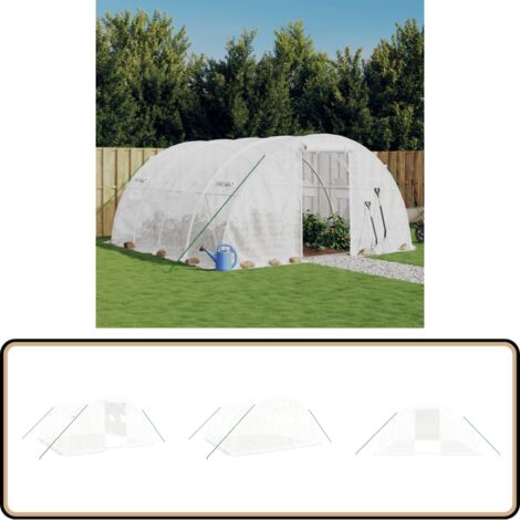 Serre avec cadre en acier blanc 16 m² 4x4x2 m - Serre De Jardin - Abri Jardin - Tunnel De Jardin - Polycarbonate - Aluminium