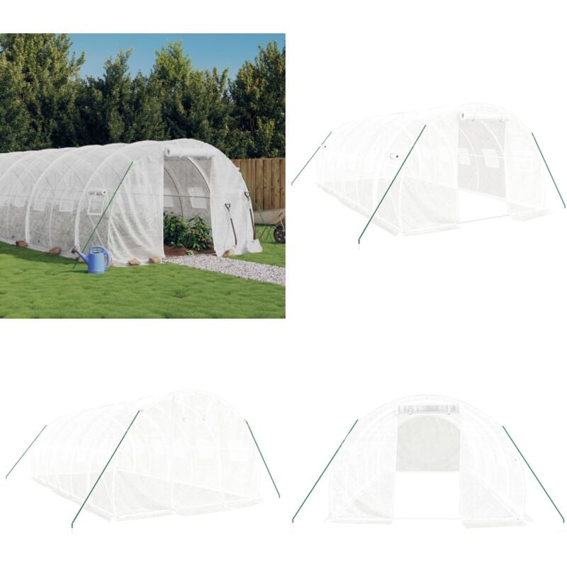 Vidaxl - Serre avec cadre en acier blanc 18 m² 6x3x2 m - Serre De Jardin - Abri Jardin - Tunnel De Jardin - Polycarbonate - Aluminium - Home & Living
