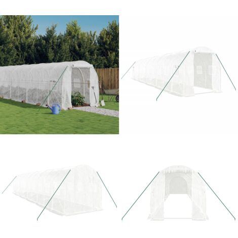 Serre avec cadre en acier blanc 20 m² 10x2x2 m - serre -  serres - Home & Living