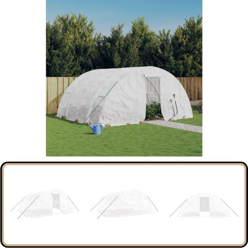 Vidaxl - Serre avec cadre en acier blanc 20 m² 5x4x2,3 m - Serre De Jardin - Abri Jardin - Tunnel De Jardin - Polycarbonate - Aluminium