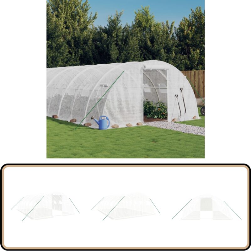 Vidaxl - Serre avec cadre en acier blanc 24 m² 6x4x2 m - Serre De Jardin - Serre En Acier - Abri Jardin - Tunnel De Jardin - Protection Plantes