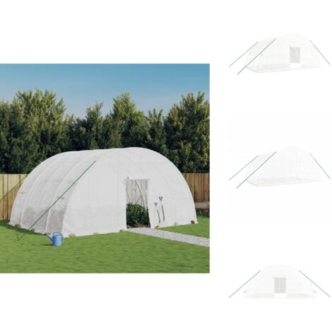 Serre avec cadre en acier blanc 24 m² 6x4x2,85 m - Serre De Jardin - Abri Jardin - Serrez Horticulture - Tunnel De Culture - Greenhouse Gardening