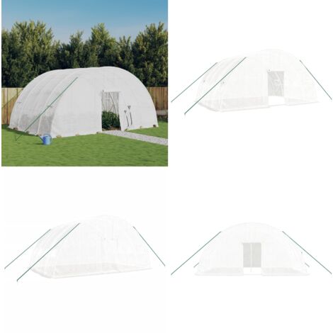 Serre avec cadre en acier blanc 24 m² 6x4x2,85 m - Serre De Jardin - Abri Jardin - Serrez Horticulture - Tunnel De Culture - Greenhouse Gardening - Home & Living