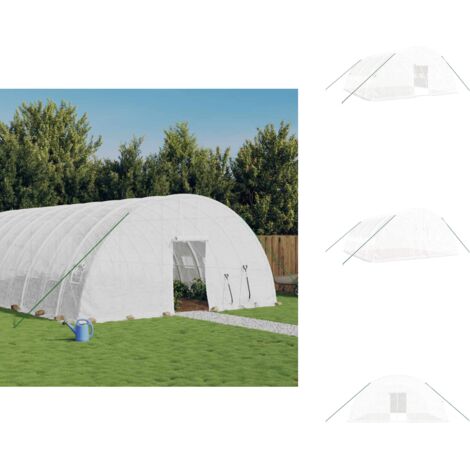 Serre avec cadre en acier blanc 36 m² 6x6x2,85 m - Serre De Jardin - Abri Jardin - Serrez Horticulture - Greenhouse Gardening - Couverture Anti Uv
