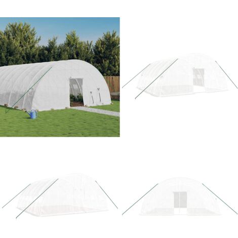 Serre avec cadre en acier blanc 36 m² 6x6x2,85 m - Serre De Jardin - Abri Jardin - Serrez Horticulture - Greenhouse Gardening - Couverture Anti Uv - Home & Living