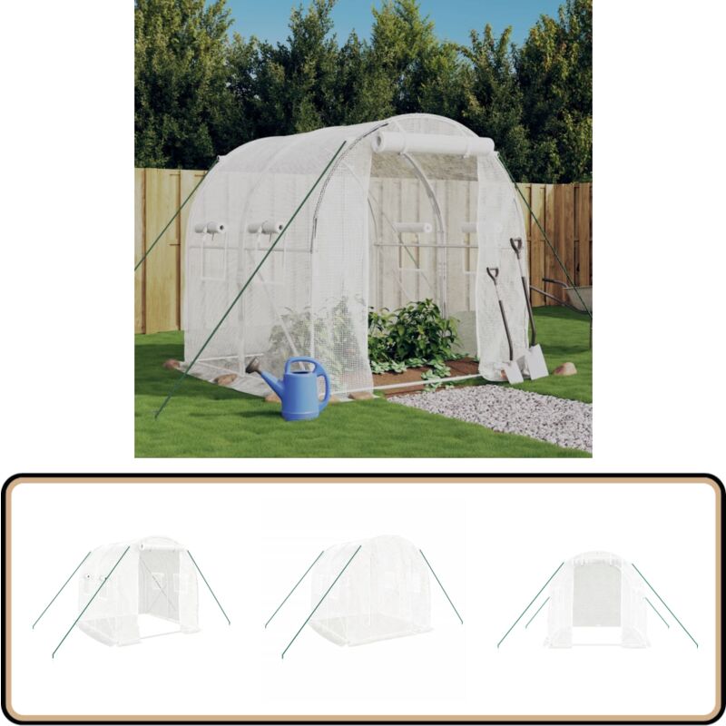 Serre avec cadre en acier blanc 4 m² 2x2x2 m - Serre De Jardin - Abri Jardin - Tunnel De Jardin - Serriculture - Potager Extérieur