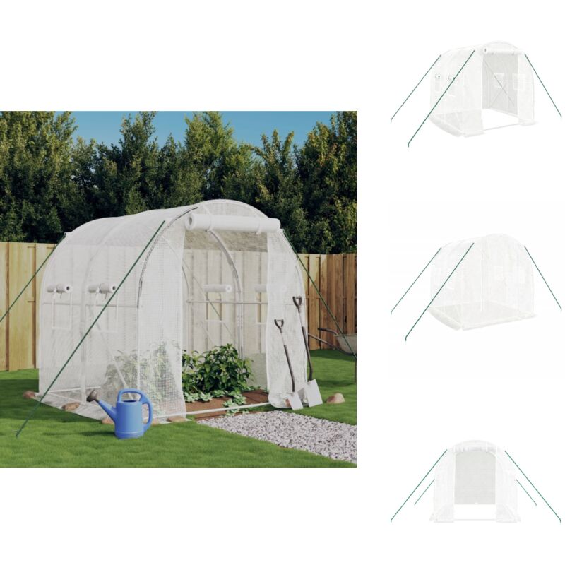 Serre avec cadre en acier blanc 4 m² 2x2x2 m - Serre De Jardin - Abri Jardin - Tunnel De Jardin - Serriculture - Potager Extérieur